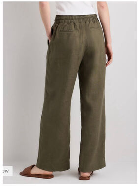 Women's Quince Olive Green 100% Linen Wide Leg Pants M